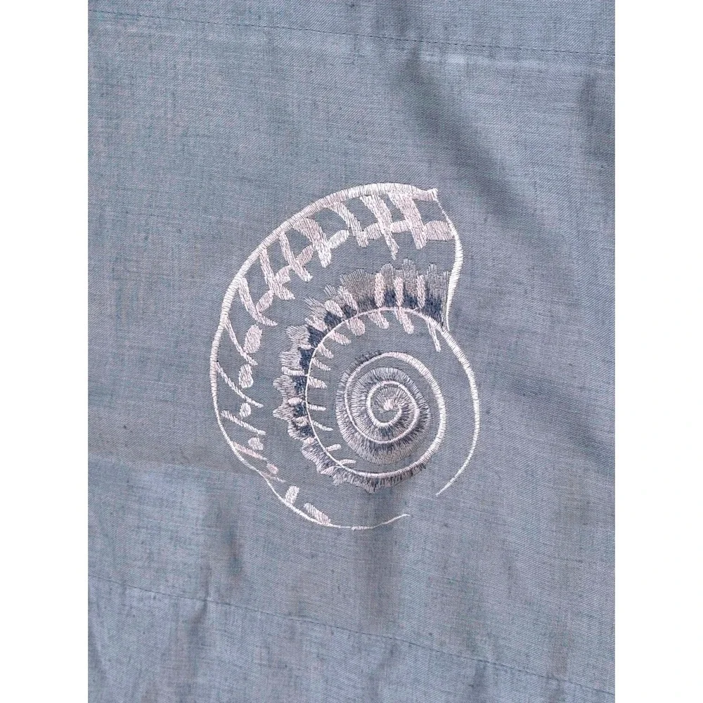 Croscill Nautical Seashell Valance Embroidered Rod Baby Blue Coastal Beach House